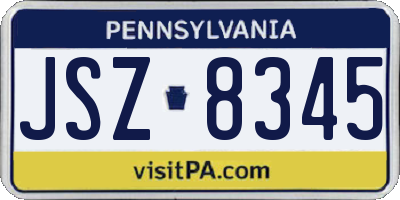 PA license plate JSZ8345