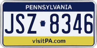 PA license plate JSZ8346