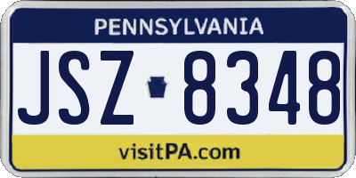 PA license plate JSZ8348