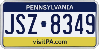 PA license plate JSZ8349
