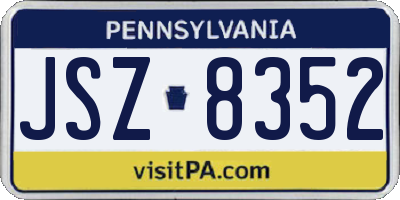 PA license plate JSZ8352