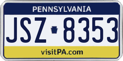PA license plate JSZ8353