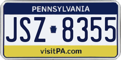 PA license plate JSZ8355