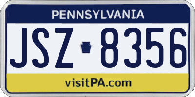 PA license plate JSZ8356