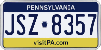 PA license plate JSZ8357