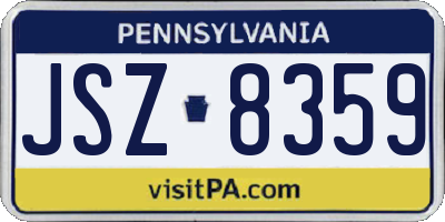 PA license plate JSZ8359