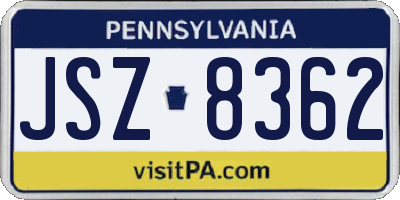 PA license plate JSZ8362