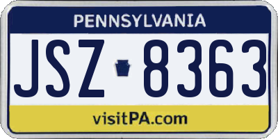 PA license plate JSZ8363