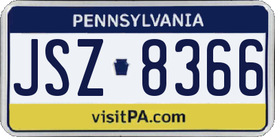 PA license plate JSZ8366