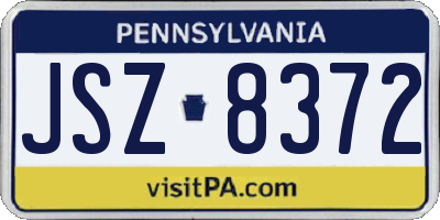 PA license plate JSZ8372