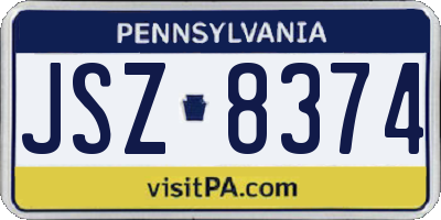 PA license plate JSZ8374