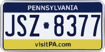 PA license plate JSZ8377