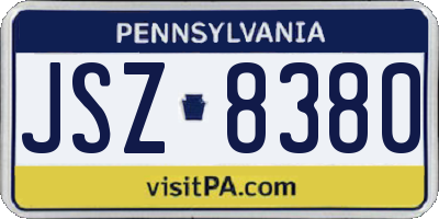 PA license plate JSZ8380