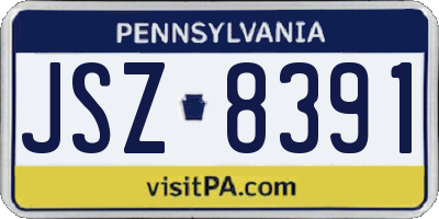 PA license plate JSZ8391