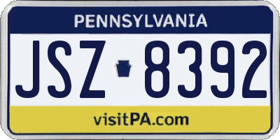 PA license plate JSZ8392