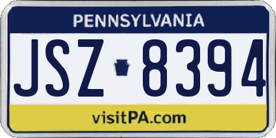 PA license plate JSZ8394