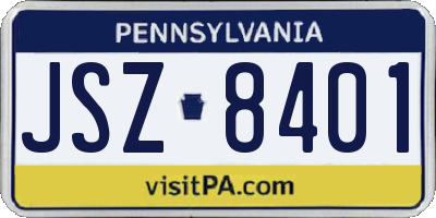 PA license plate JSZ8401