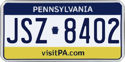 PA license plate JSZ8402
