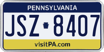 PA license plate JSZ8407