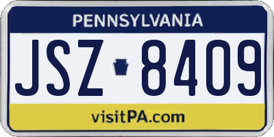 PA license plate JSZ8409