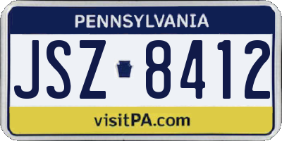 PA license plate JSZ8412