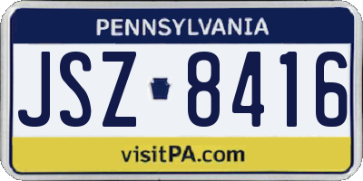 PA license plate JSZ8416