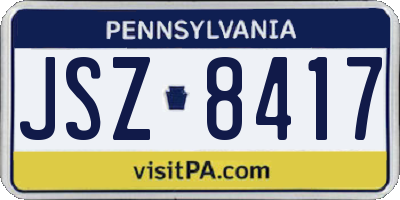 PA license plate JSZ8417