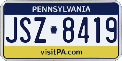 PA license plate JSZ8419