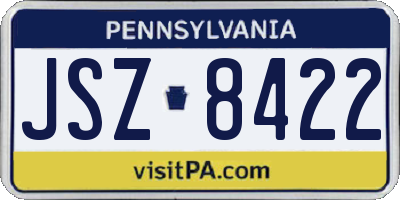 PA license plate JSZ8422