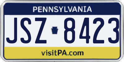 PA license plate JSZ8423