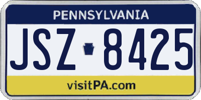 PA license plate JSZ8425