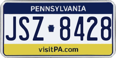 PA license plate JSZ8428