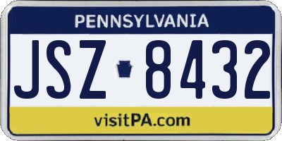 PA license plate JSZ8432