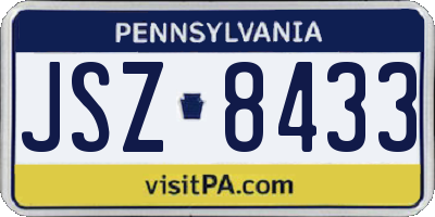 PA license plate JSZ8433