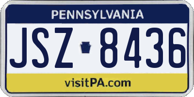 PA license plate JSZ8436
