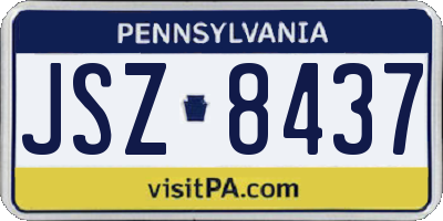 PA license plate JSZ8437