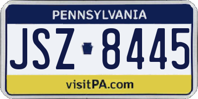 PA license plate JSZ8445