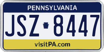 PA license plate JSZ8447