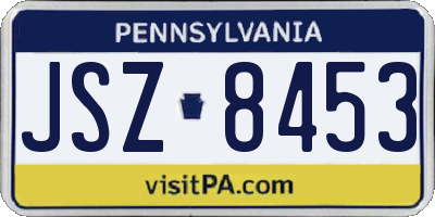 PA license plate JSZ8453