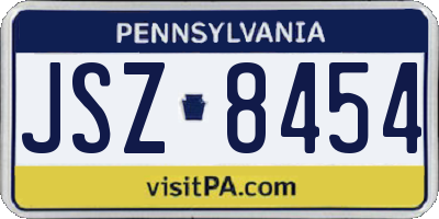 PA license plate JSZ8454