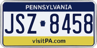 PA license plate JSZ8458