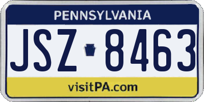 PA license plate JSZ8463