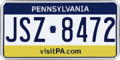PA license plate JSZ8472