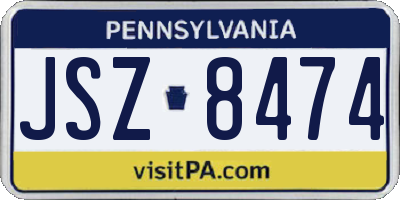 PA license plate JSZ8474