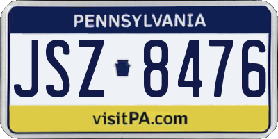 PA license plate JSZ8476