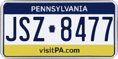 PA license plate JSZ8477