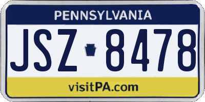 PA license plate JSZ8478
