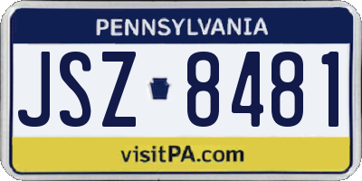 PA license plate JSZ8481