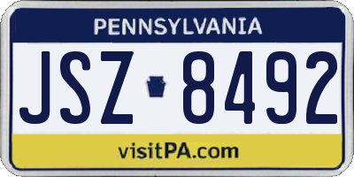 PA license plate JSZ8492