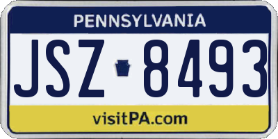 PA license plate JSZ8493